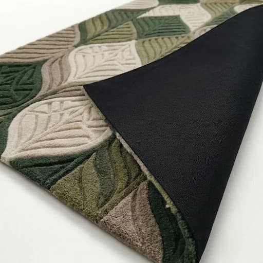 Modern Botanical Leaf Pattern Office Rug