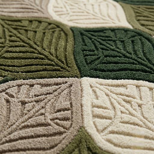 Modern Botanical Leaf Pattern Office Rug