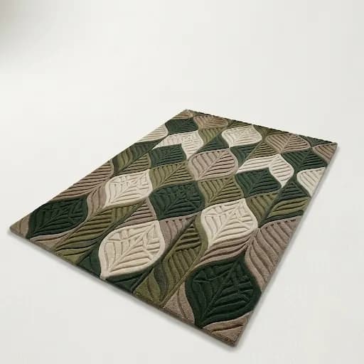 Modern Botanical Leaf Pattern Office Rug