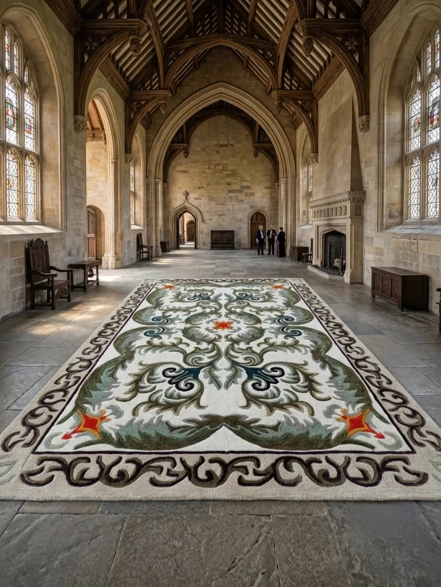 Traditional Floral Area Rug, Vintage Persian Style Rug, Ornamental Green Cream Rug, Elegant Living Room & Dining Room Decor