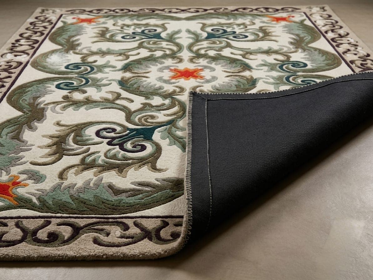 Traditional Floral Area Rug, Vintage Persian Style Rug, Ornamental Green Cream Rug, Elegant Living Room & Dining Room Decor